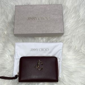 Jimmy Choo calf leather Christie  Bordeaux wallet